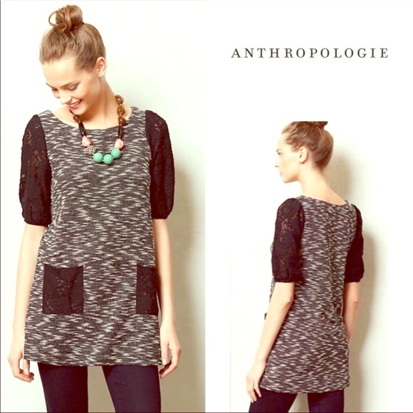 Anthropologie Dresses & Skirts - Anthropologie Postage Stamp Dress Lace Sleeves